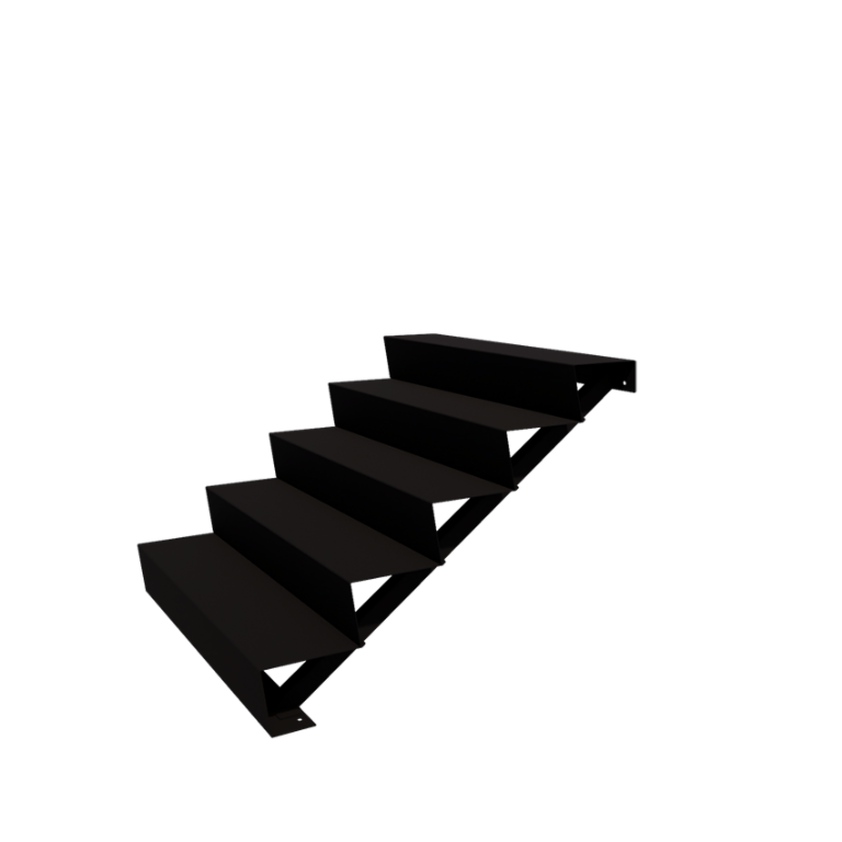 Stål udendørs trapper - 5-trin - 120 x 120 x 85 cm - RAL9005 mat (sort)