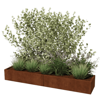 Plantekasse af cortenstål Texas xxl 240 x 50 cm