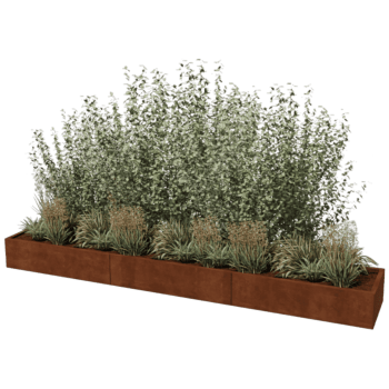Plantekasse af cortenstål Texas xxl 360 x 60 cm