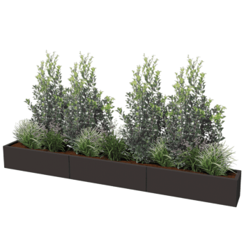Plantekasse af pulverlakeret stål Texas xxl 300 x 30 cm