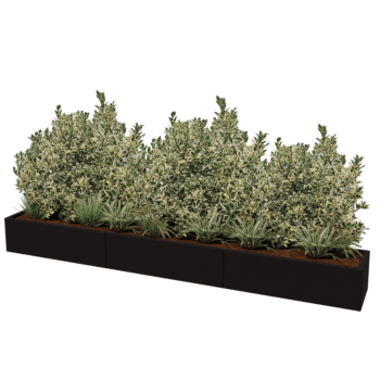 Plantekasse af pulverlakeret stål Texas xxl 300 x 40 cm