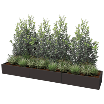 Plantekasse af pulverlakeret stål Texas xxl 300 x 60 cm