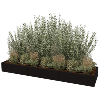 Plantekasse af pulverlakeret stål Texas xxl 300 x 80 cm