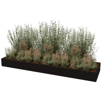 Plantekasse af pulverlakeret stål Texas xxl 360 x 100 cm