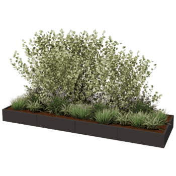 Plantekasse af pulverlakeret stål Texas xxl 400 x 120 cm