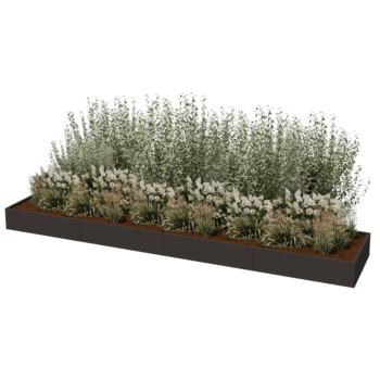 Plantekasse af pulverlakeret stål Texas xxl 480 x 100 cm