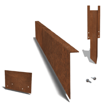 Bedkant af cortenstål bukket 22 cm komplet sæt pr. 15 meter