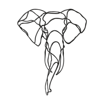 Vægdekoration af metal Elefant 1.0