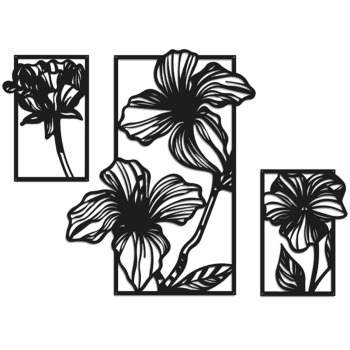 Vægdekoration af metal Blomster 3 dele