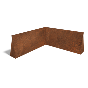 Støttemur af cortenstål indvendigt hjørne 100 x 100 cm (højde 50 cm)