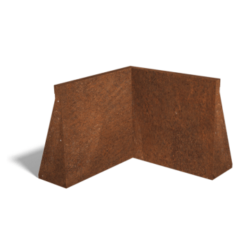 Støttemur af cortenstål indvendigt hjørne 50 x 50 cm (højde 50 cm)