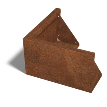 Støttemur af cortenstål udvendigt hjørne 50 x 50 cm (højde 30 cm)
