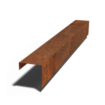 Afdækningsprofil af cortenstål 15 x 15 x 5 cm (længde 150 cm)