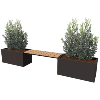 Stål plantekasse - Rektangel - 321,2 x 50 x 50 cm - Andre RAL-farve - Med bundplade - Med bænk