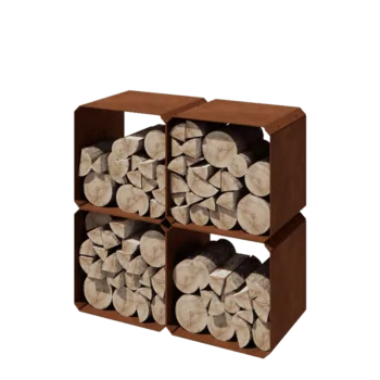 Cortenstål brændestativ - Colorado 4 stykker - 40 x 40 x 40 cm