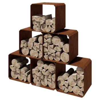 Cortenstål brændestativ - Colorado 6 stykker - 40 x 40 x 40 cm