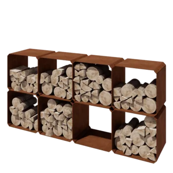 Cortenstål brændestativ - Colorado 8 stykker - 40 x 40 x 40 cm