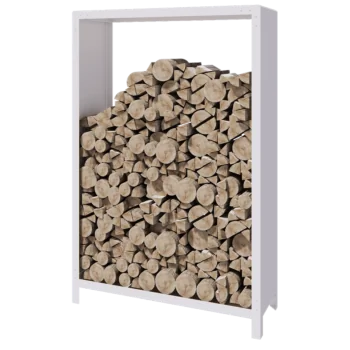 Stål brændestativ - Indiana - 120 x 40 x 180 cm - RAL9010 mat (hvid)