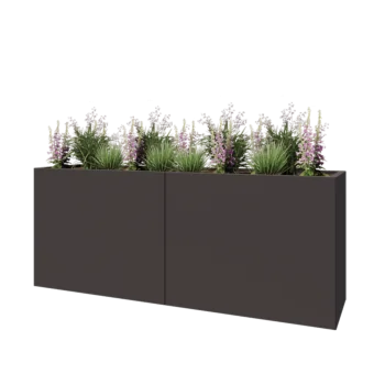 Stål plantekasse XXL - Rektangel - 200 x 50 x 80 cm - RAL7016 mat (antracitgrå) - Med bundplade