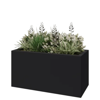 Plantekasse i glasfiber - Rektangel - 120 x 50 x 40 cm - RAL7021 mat (sortgrå) - Med bund