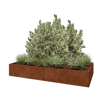 Cortenstål plantekasse XXL - Rektangel - 200 x 100 x 30 cm - Med bundplade