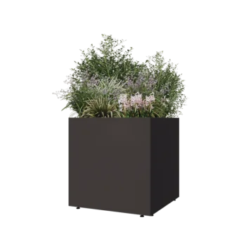 Stål plantekasse - Firkant - 70 x 70 x 70 cm - RAL7016 mat (antracitgrå) - Med bundplade - Med ben