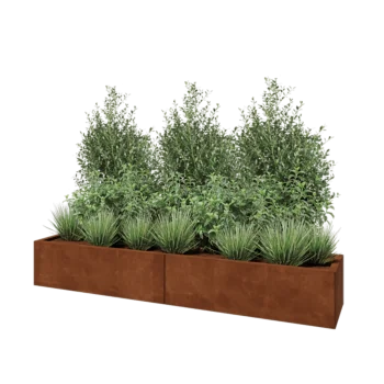 Cortenstål plantekasse XXL - Rektangel - 200 x 40 x 30 cm - Med bundplade