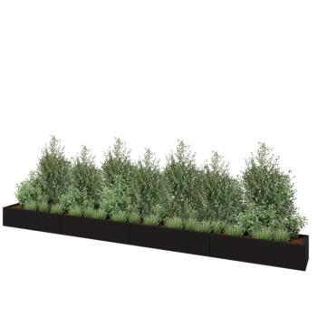 Stål plantekasse XXL - Rektangel - 480 x 40 x 30 cm - RAL9005 mat (sort) - Uden bundplade