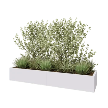 Stål plantekasse XXL - Rektangel - 200 x 50 x 30 cm - RAL9010 mat (hvid) - Med bundplade
