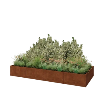 Cortenstål plantekasse XXL - Rektangel - 320 x 120 x 40 cm - Med bundplade