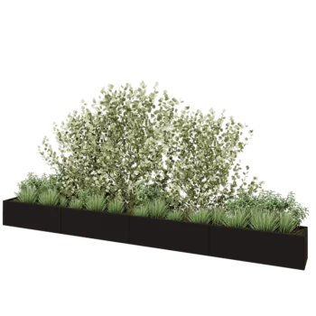 Stål plantekasse XXL - Rektangel - 480 x 40 x 40 cm - RAL9005 mat (sort) - Uden bundplade