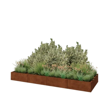 Cortenstål plantekasse XXL - Rektangel - 320 x 100 x 30 cm - Med bundplade