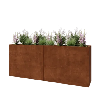 Cortenstål plantekasse XXL - Rektangel - 200 x 40 x 80 cm - Med bundplade