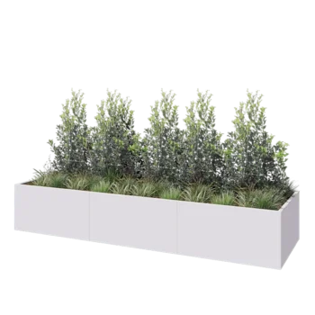 Stål plantekasse XXL - Rektangel - 360 x 100 x 60 cm - RAL9010 mat (hvid) - Uden bundplade