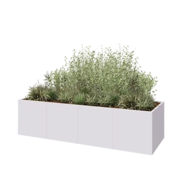 Stål plantekasse XXL - Rektangel - 320 x 100 x 80 cm - RAL9010 mat (hvid) - Uden bundplade