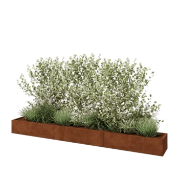 Cortenstål plantekasse XXL - Rektangel - 360 x 40 x 30 cm - Uden bundplade