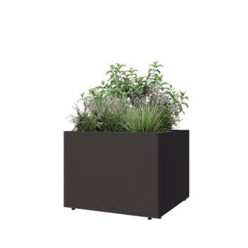 Stål plantekasse - Firkant - 80 x 80 x 60 cm - RAL7016 mat (antracitgrå) - Med bundplade - Med ben