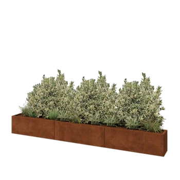 Cortenstål plantekasse XXL - Rektangel - 360 x 30 x 40 cm - Med bundplade