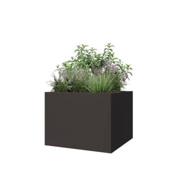 Stål plantekasse - Firkant - 80 x 80 x 60 cm - RAL7016 mat (antracitgrå) - Med bundplade