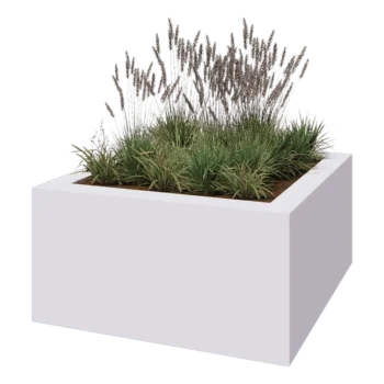 Plantekasse i glasfiber - Kvadratisk - 160 x 160 x 80 cm - RAL9010 mat (hvid) - Med bund