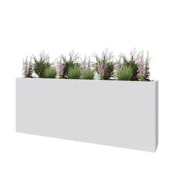 Stål plantekasse XXL - Rektangel - 200 x 30 x 80 cm - RAL9010 mat (hvid) - Uden bundplade