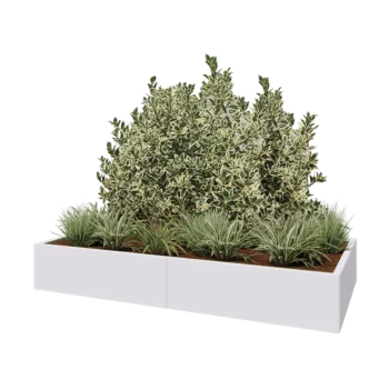 Stål plantekasse XXL - Rektangel - 200 x 100 x 30 cm - RAL9010 mat (hvid) - Med bundplade