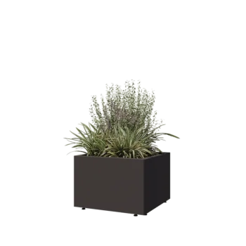 Stål plantekasse - Firkant - 60 x 60 x 40 cm - RAL7016 mat (antracitgrå) - Med bundplade - Med ben