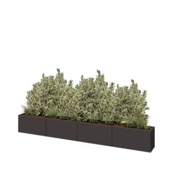 Stål plantekasse XXL - Rektangel - 320 x 30 x 40 cm - RAL7016 mat (antracitgrå) - Med bundplade