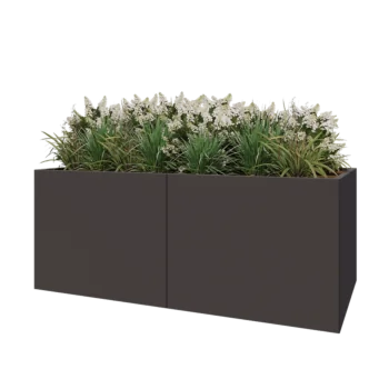 Stål plantekasse XXL - Rektangel - 200 x 100 x 80 cm - RAL7016 mat (antracitgrå) - Med bundplade