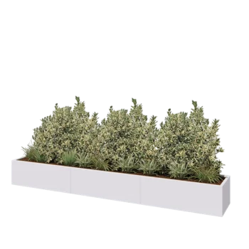 Stål plantekasse XXL - Rektangel - 360 x 50 x 40 cm - RAL9010 mat (hvid) - Uden bundplade