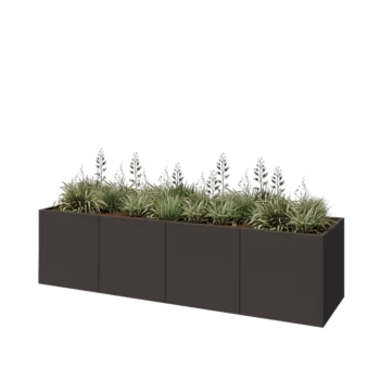 Stål plantekasse XXL - Rektangel - 320 x 80 x 80 cm - RAL7016 mat (antracitgrå) - Med bundplade