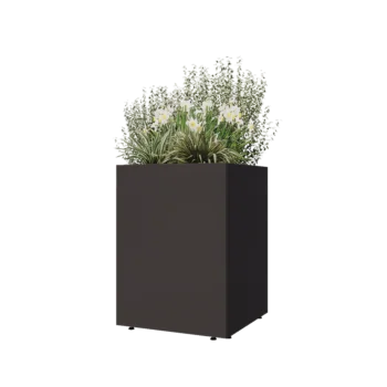Stål plantekasse - Firkant - 60 x 60 x 80 cm - RAL7016 mat (antracitgrå) - Med bundplade - Med ben