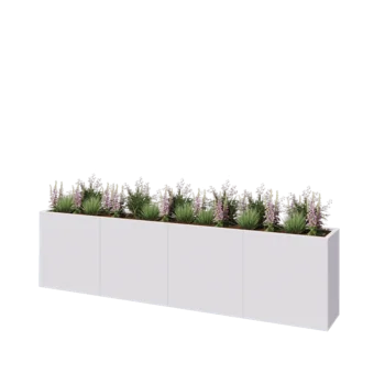 Stål plantekasse XXL - Rektangel - 320 x 40 x 80 cm - RAL9010 mat (hvid) - Med bundplade