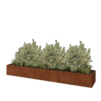 Cortenstål plantekasse XXL - Rektangel - 360 x 60 x 40 cm - Med bundplade